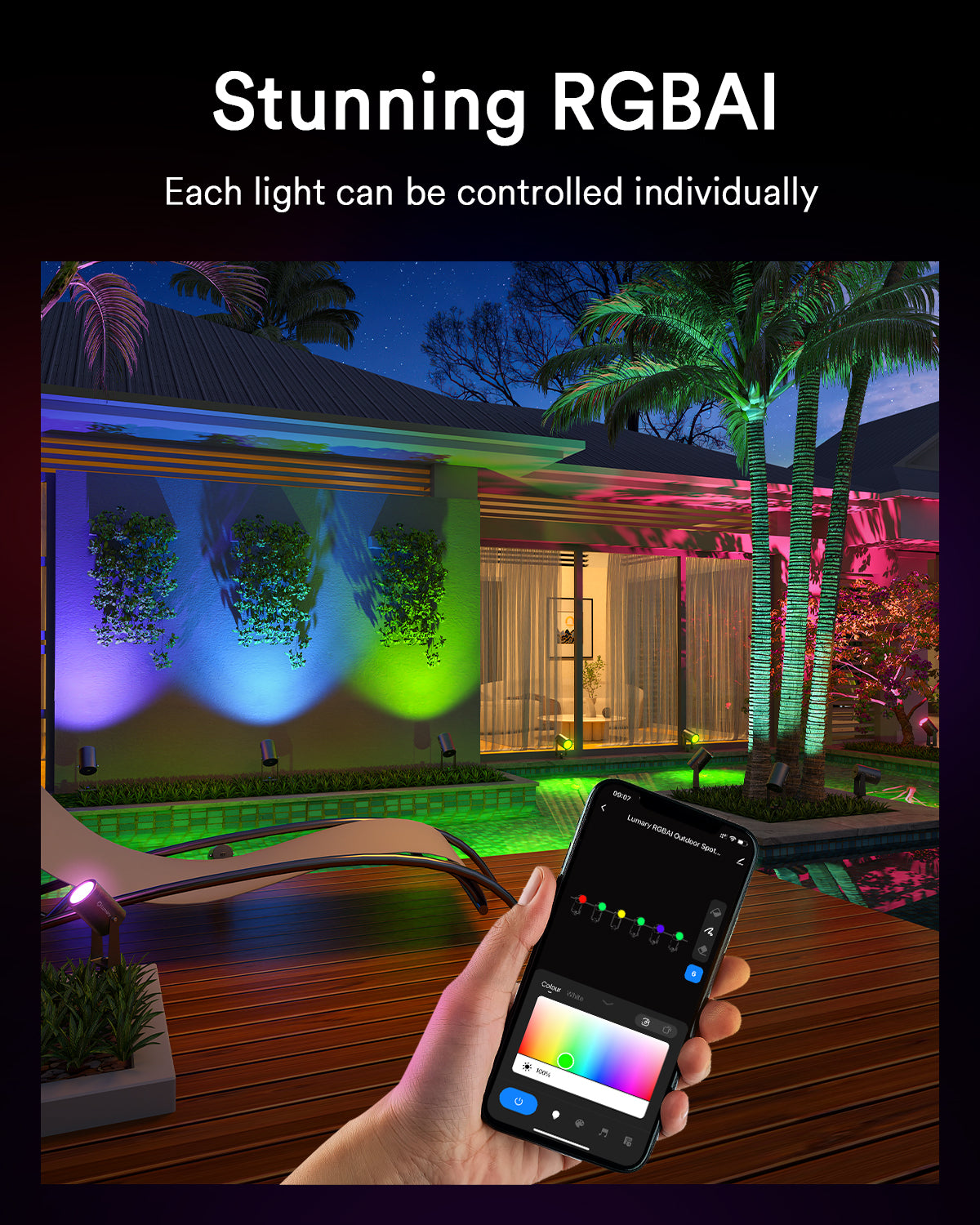 Color Changing Spot Lights with Timer, Outdoor 24W LED Landscape Lighting I - 2