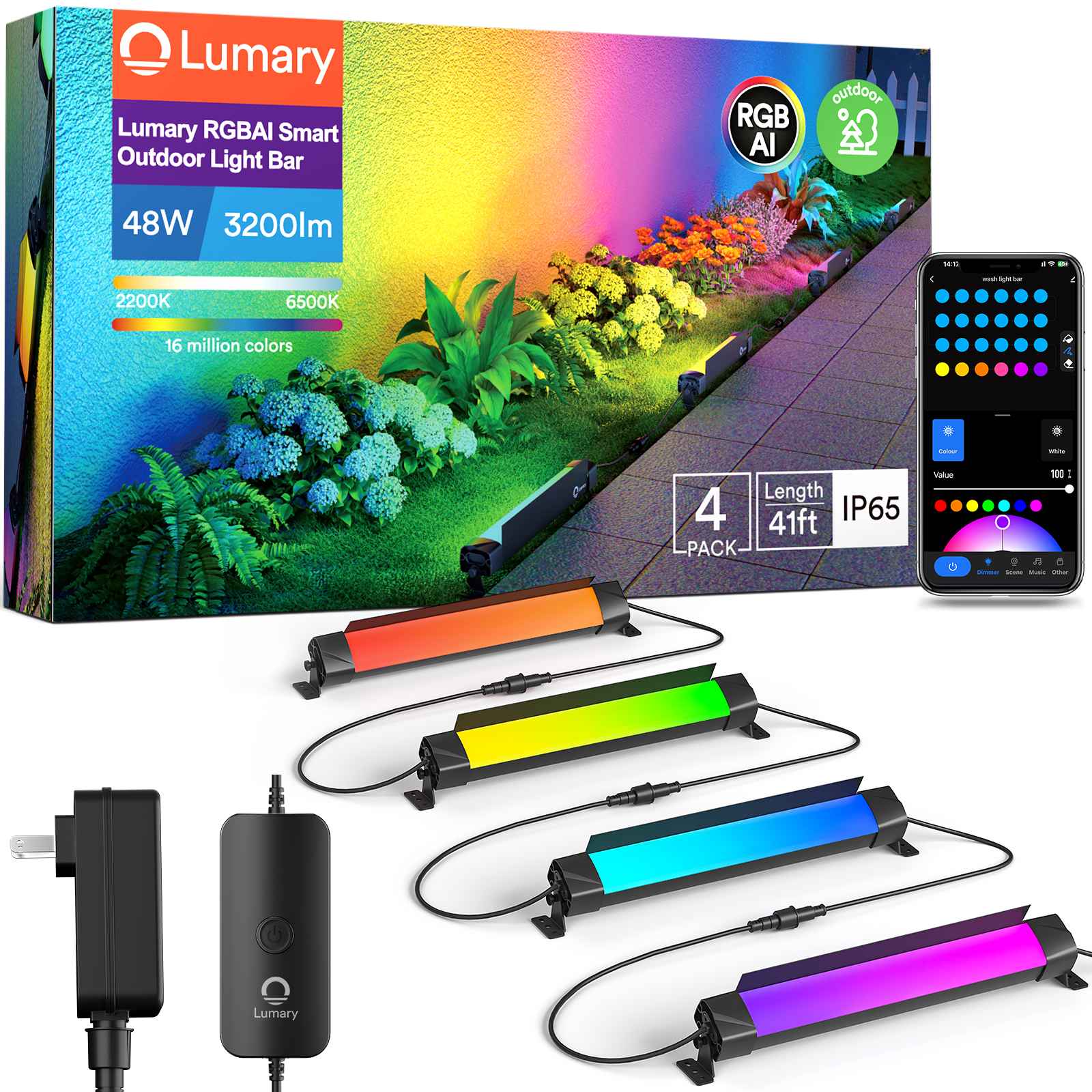 Lumary RGBAI Smart Outdoor Lights Bar 4 PACK