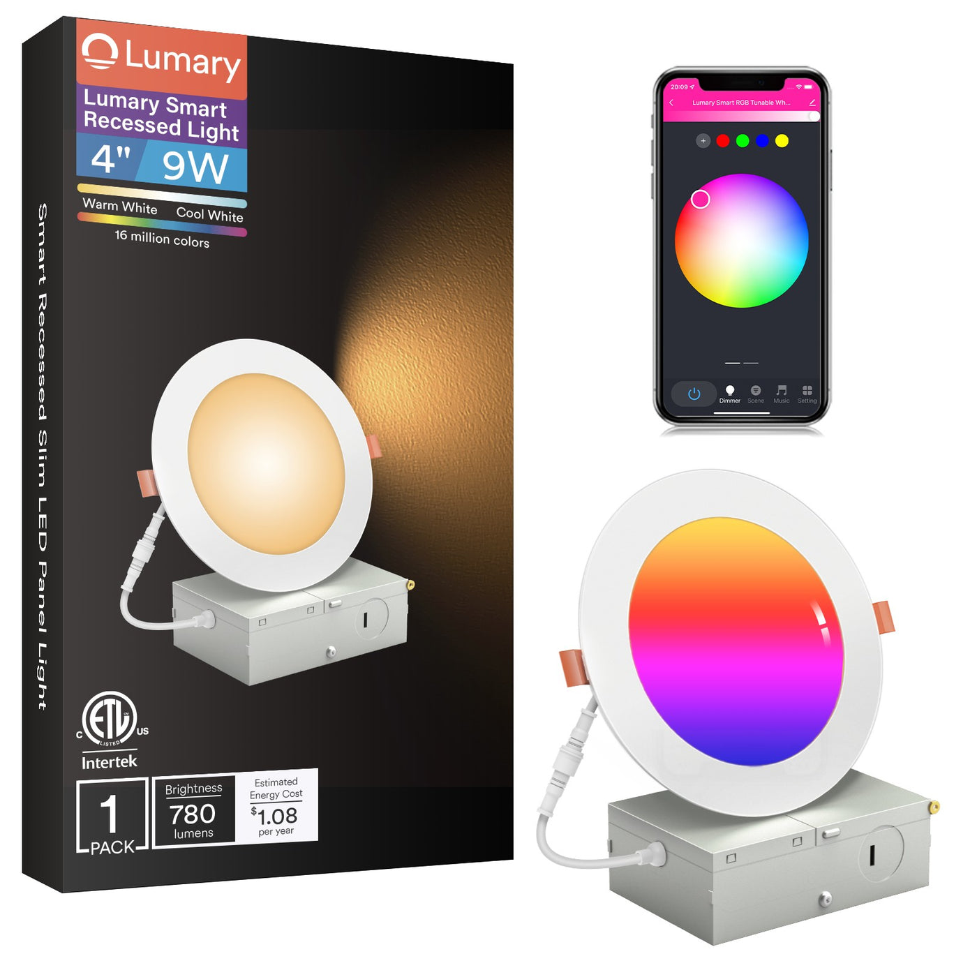 Lumary Wi-Fi Smart Canless Recessed Lighting 4 inch