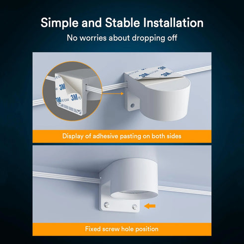 Installation guide for Lumary Smart String Down Lights with adhesive and screws.