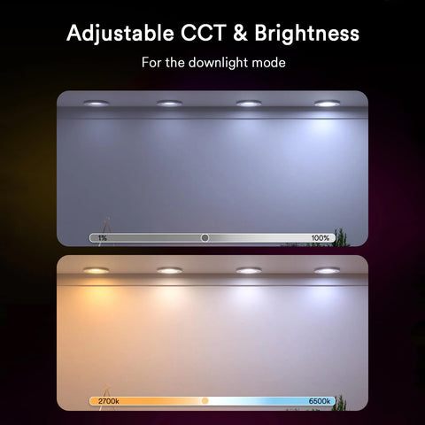 Adjustable brightness and color temperature levels for Lumary downlight mode