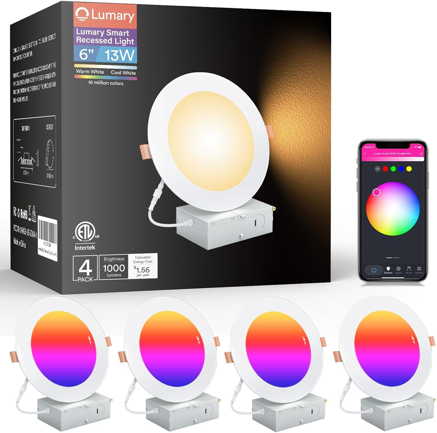 Lumary Smart Wi-Fi Canless Recessed Lights (COLOR/SIZE/PCS)