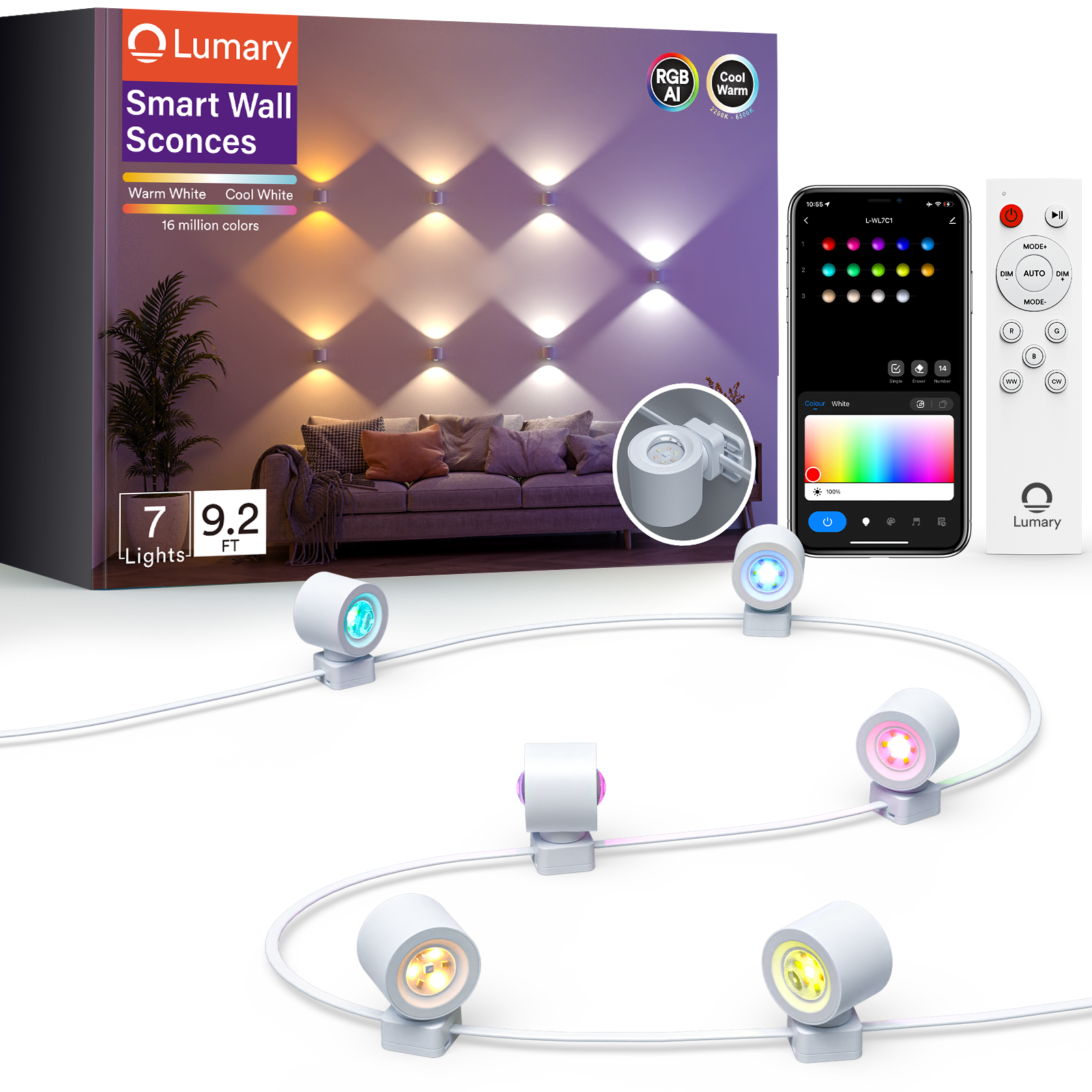 Lumary RGBAICW Smart Wall Sconces