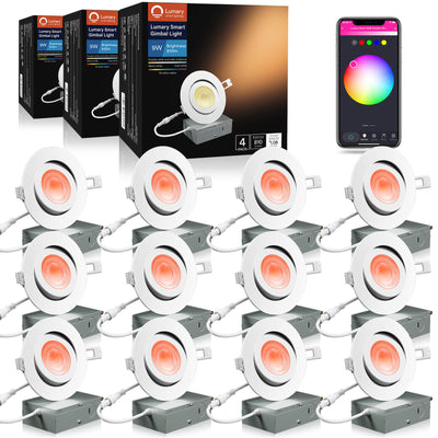 Smart Recessed Lighting 4 Inch - 9W Gimbal Recessed Lighting Color Changing Dimmable