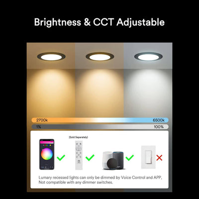 Smart Recessed Lighting Alexa Ultra-thin RGBW Color Changing Recessed Lights
