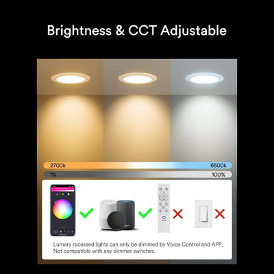 Recessed Lighting Slim Smart Panel Lights Lumary Can Lights RGB Downlight