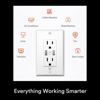 Lumary Smart Outlet USB Fast Charger Smart WiFi Outlet voice control