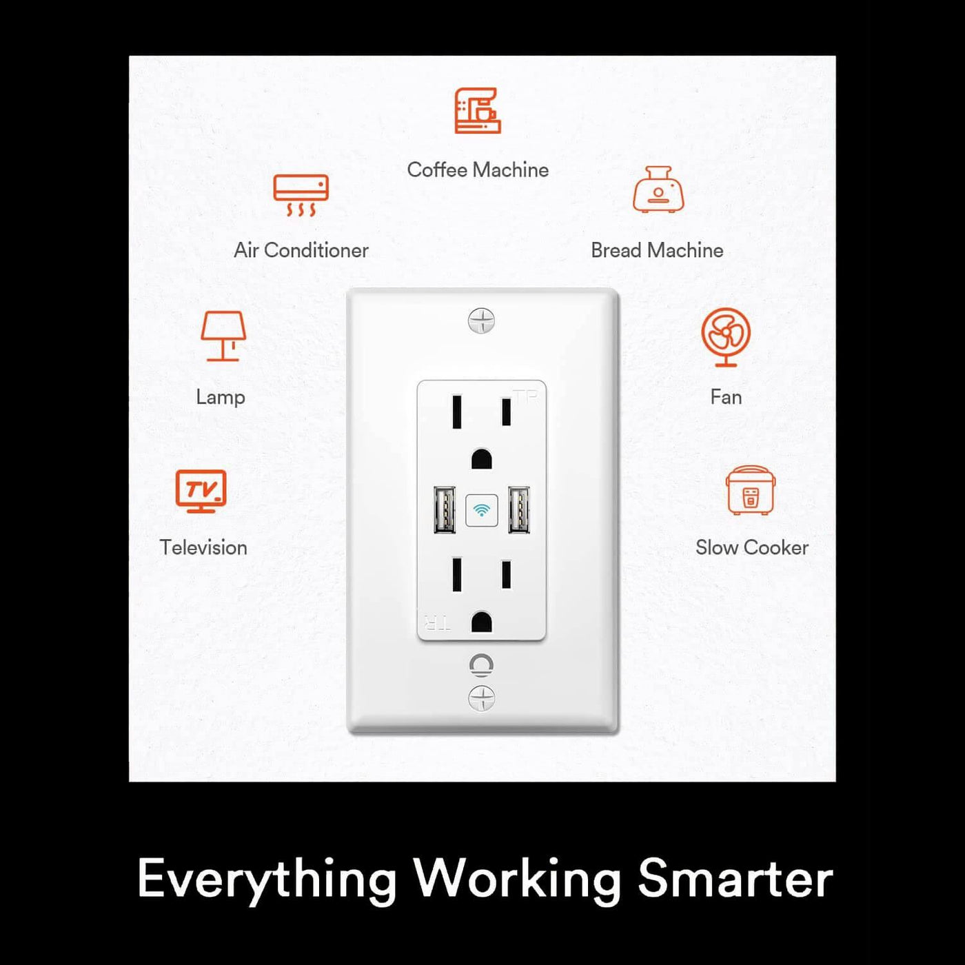 Lumary Smart Outlet in Wall Plug USB Charger Wi-Fi Power Socket zoning control