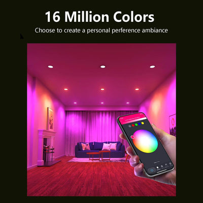 Lumary smart recessed lights 16 million colors dimmable soffit lighting