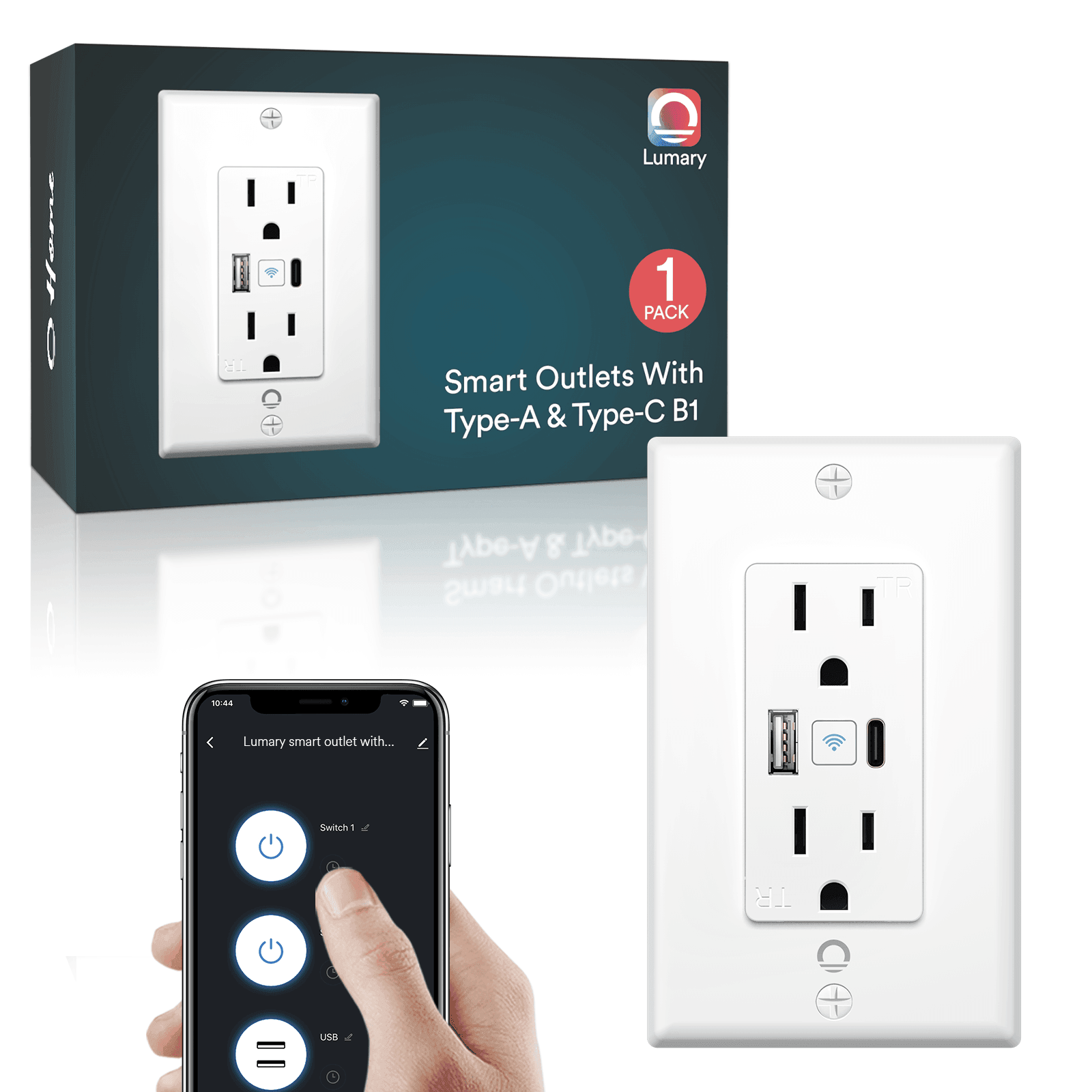 2.4GHz WiFi Smart Wall Outlet - Lumary Smart Outlets That Work with ...