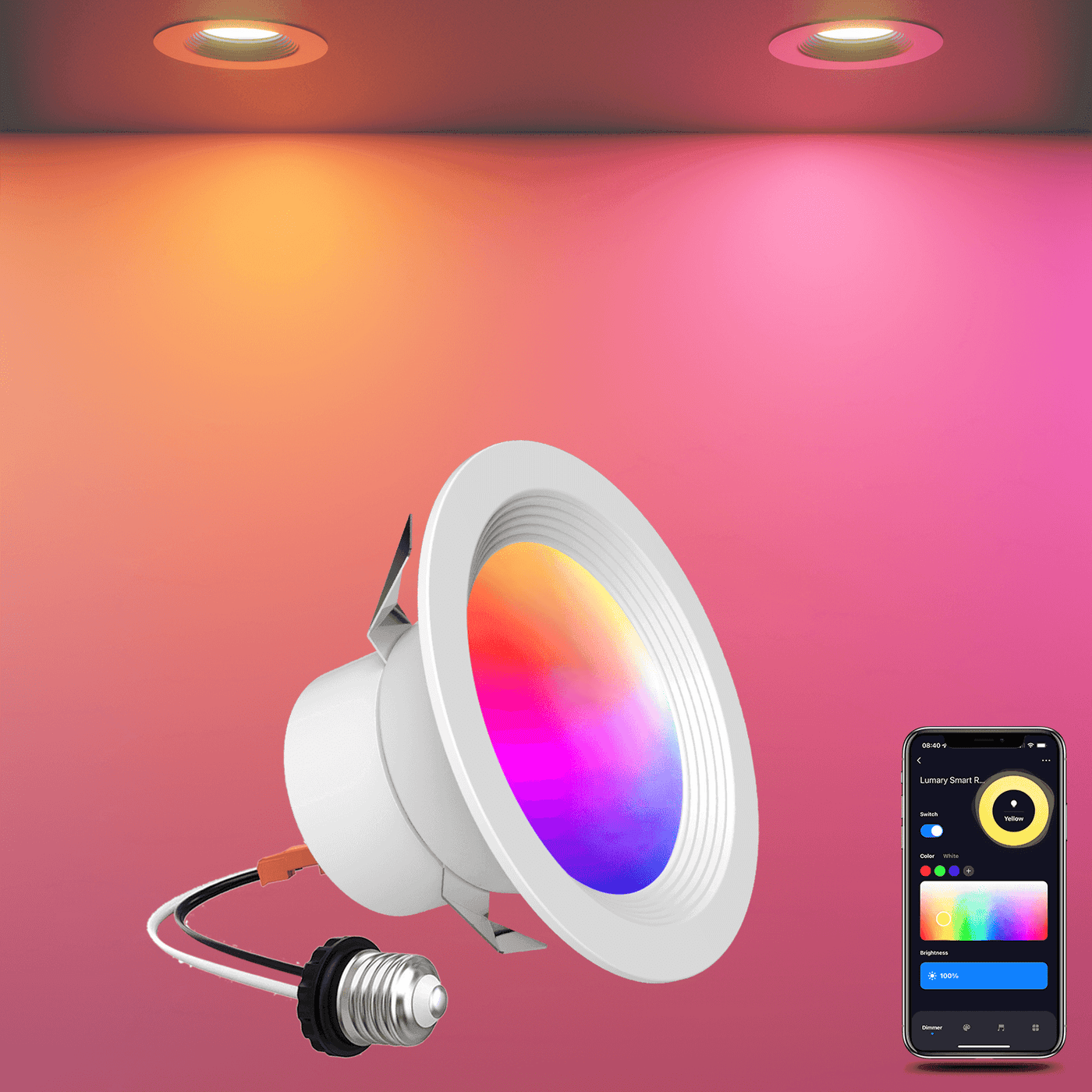 Smart Recessed Lights RGB Dimmable Can Light Fixtures